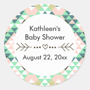 Tribal Baby Shower Gender Reveal Favour Classic Round Sticker