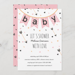 Tribal Baby Shower Invitations Pink Girl