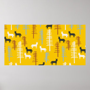 Tribal background with horses and trees,creative f poster