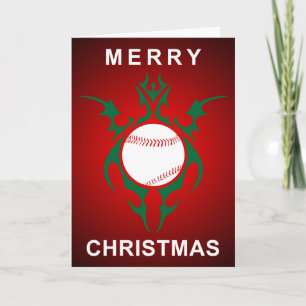 tribal baseball merry christmas holiday card
