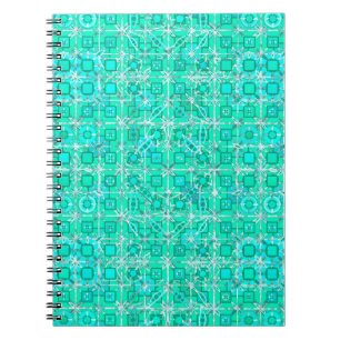 Tribal Batik - aqua and turquoise with white Spiral Notebook