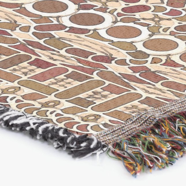 Tribal Batik - brown and beige Throw Blanket (Corner)