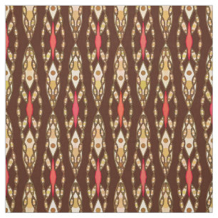 Tribal Batik - Brown, Tan and Coral Fabric