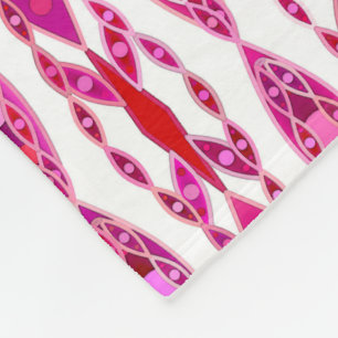 Tribal Batik - Burqundy and Fuchsia Pink Fleece Blanket