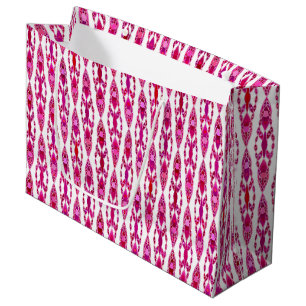 Tribal Batik - Burqundy and Fuchsia Pink Large Gift Bag