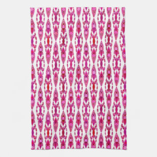Tribal Batik - Burqundy and Fuchsia Pink Tea Towel