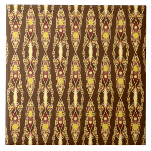 Tribal Batik - Chocolate Brown and Beige Tile