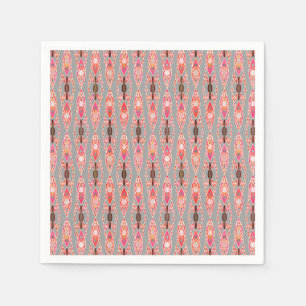 Tribal Batik - Coral Pink and Silver Grey Napkin