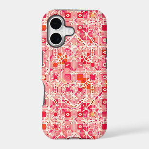 Tribal Batik - coral pink, coral orange and cream