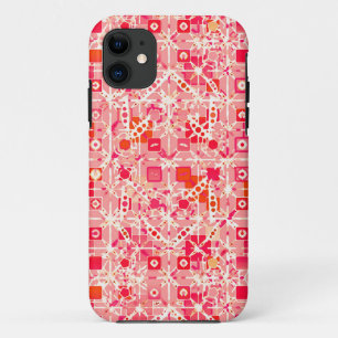 Tribal Batik - coral pink, coral orange and cream Case-Mate iPhone Case