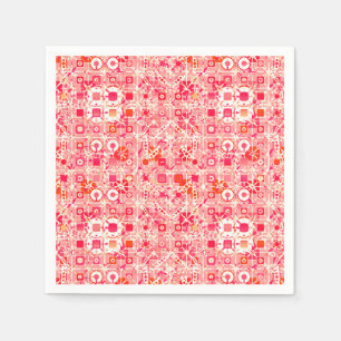 Tribal Batik - coral pink, coral orange and cream Napkin