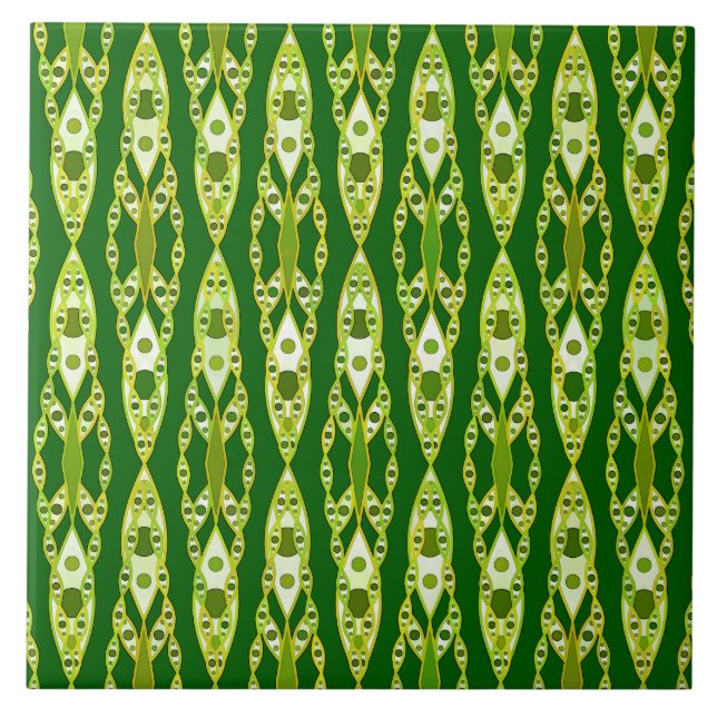 Tribal Batik - Dark Green and Avocado Tile (Front)