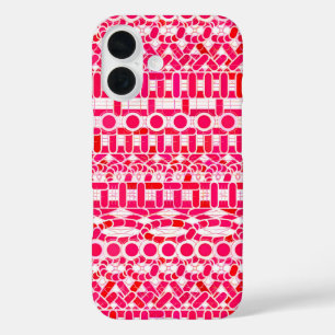 Tribal Batik - Deep red, maroon and white iPhone 16 Case