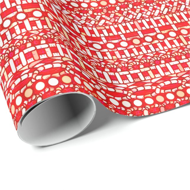 Tribal Batik - Deep red, maroon and white Wrapping Paper (Roll Corner)