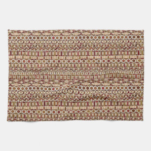 Tribal Batik - earth tone neutrals Tea Towel