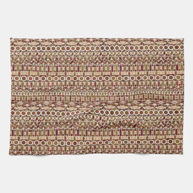 Tribal Batik - earth tone neutrals Tea Towel (Horizontal)