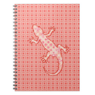 Tribal batik Gecko - coral pink and cream Spiral Notebook