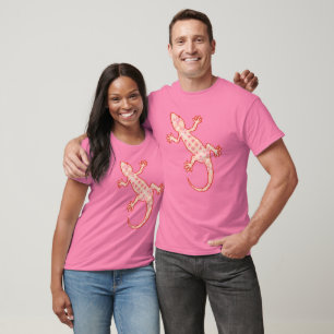 Tribal batik Gecko - coral pink and cream T-Shirt