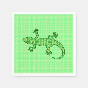 Tribal batik Gecko - lime and emerald green Napkin