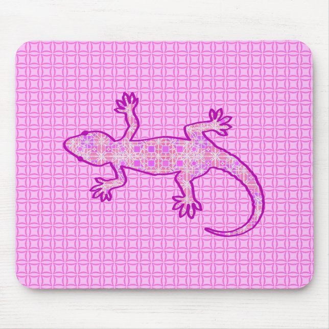 Tribal batik Gecko - orchid and shell pink Mouse Pad (Front)