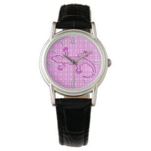 Tribal batik Gecko - orchid and shell pink Watch