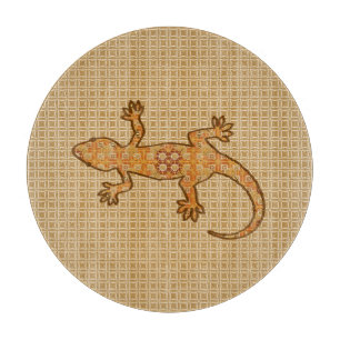 Tribal batik Gecko - rust, amber and tan Cutting Board