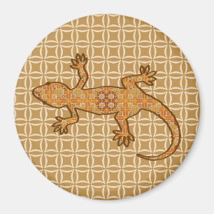 Tribal batik Gecko - rust, amber and tan Magnet