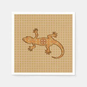 Tribal batik Gecko - rust, amber and tan Napkin