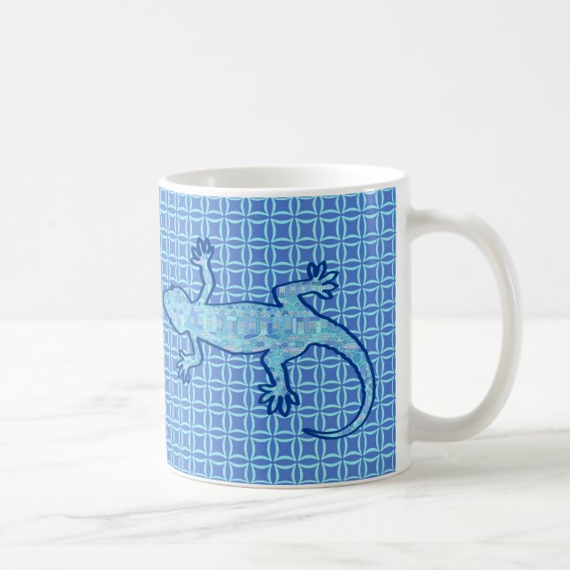Tribal batik Gecko - soft denim blue Coffee Mug (Right)