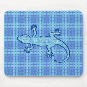 Tribal batik Gecko - soft denim blue Mouse Pad