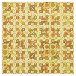 Tribal Batik - golden yellow, brown and tan Fabric