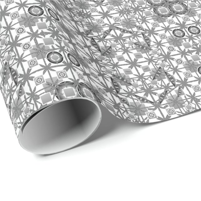 Tribal Batik - grey / grey, black and white Wrapping Paper (Roll Corner)