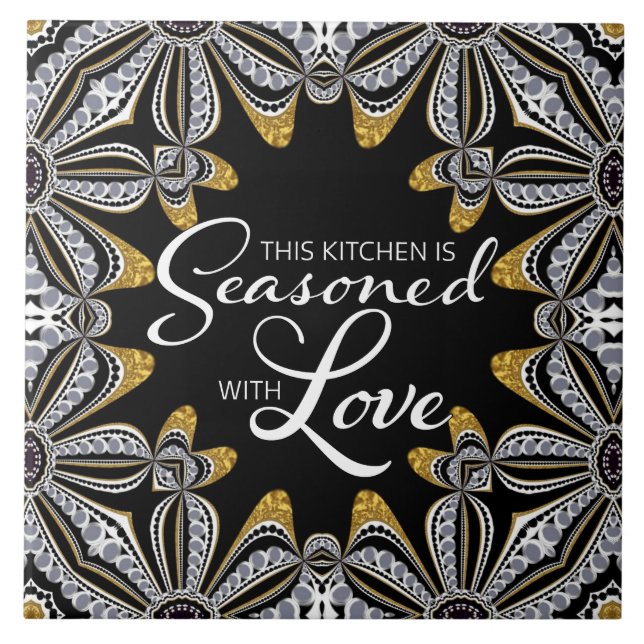 Tribal Batik Kitchen Love Home Decor Ceramic Tile (Front)