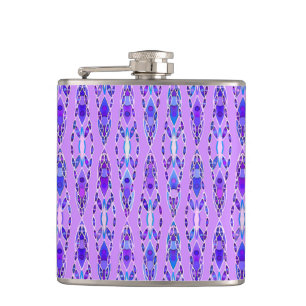 Tribal Batik - Lavender, Blue and Violet Hip Flask