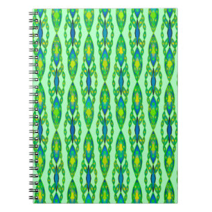 Tribal Batik - Mint, Emerald Green and Blue Spiral Notebook