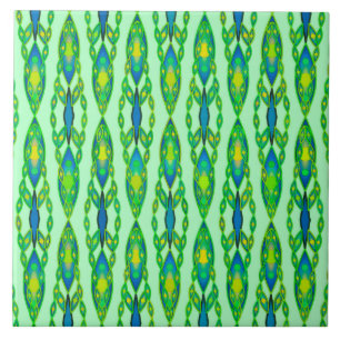 Tribal Batik - Mint, Emerald Green and Blue Tile