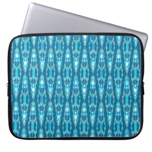Tribal Batik - Ocean Blue and Aqua Laptop Sleeve