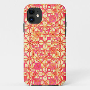Tribal Batik - orange, coral pink and fuchsia iPhone 11 Case