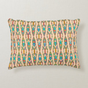 Tribal Batik - Peach Pink and Turquoise Decorative Cushion
