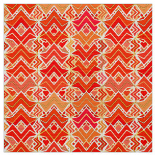 Tribal Batik Print, Mandarin and Light Orange Fabric