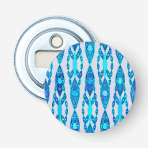 Tribal Batik - Sapphire Blue and Silver Grey Bottle Opener