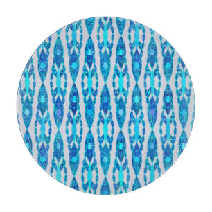 Tribal Batik - Sapphire Blue and Silver Grey Cutting Board