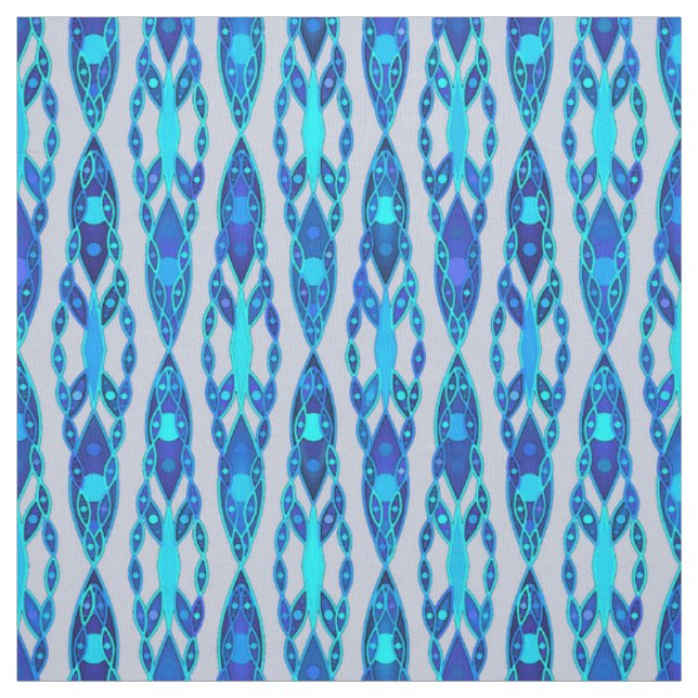 Tribal Batik - Sapphire Blue and Silver Grey Fabric (Swatch)