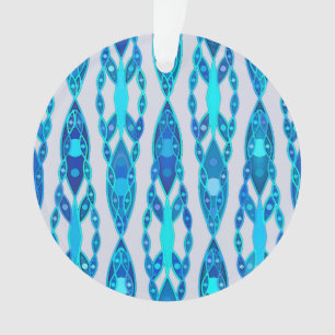 Tribal Batik - Sapphire Blue and Silver Grey Ornament
