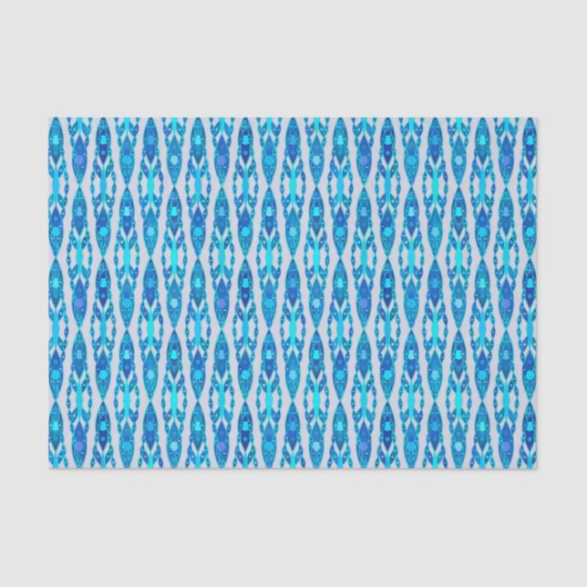 Tribal Batik - Sapphire Blue and Silver Grey Tissue Paper (Front)