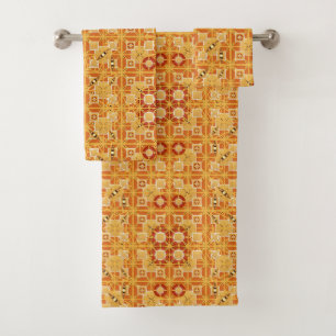 Tribal Batik, Shades of Amber and Brown Bath Towel Set