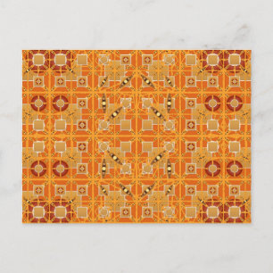 Tribal Batik - shades of amber and brown Postcard