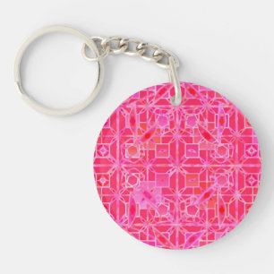 Tribal Batik - shades of fuchsia pink Key Ring