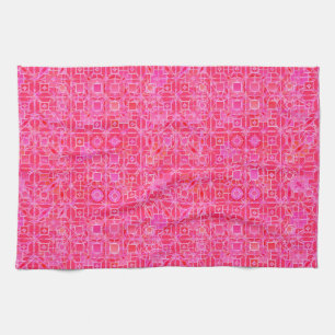 Tribal Batik - shades of fuchsia pink Tea Towel