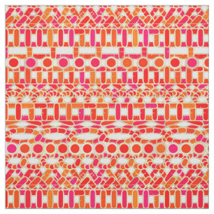 Tribal Batik - shades of orange and pink Fabric